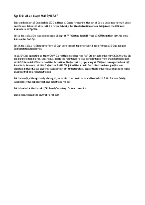 A preview of a PDF biography for Lloyd, Eric Allan